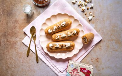 Éclairs au caramel beurre salé et popcorn