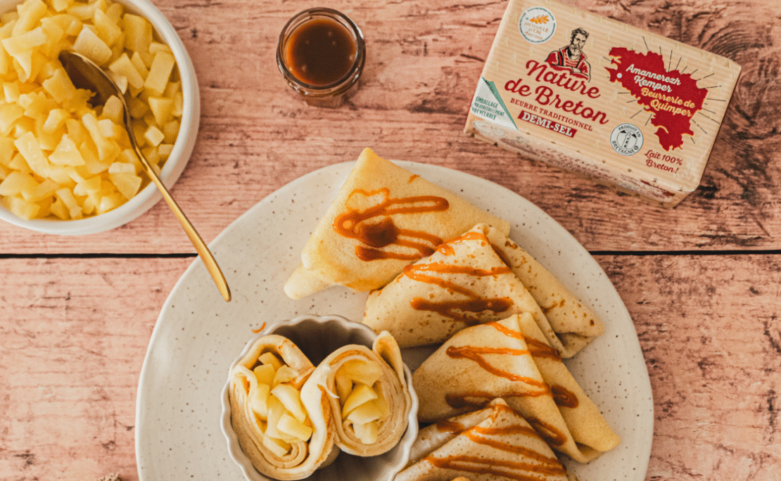 Crêpes façon Samoussas Pommes et Caramel au Beurre Salé